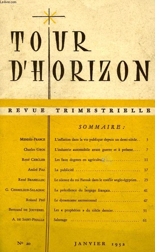 TOUR D'HORIZON, N 20, JAN. 1952