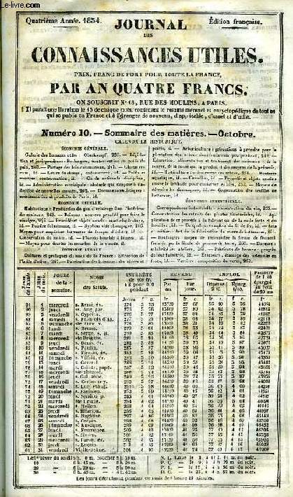 JOURNAL DES CONNAISSANCES UTILES, N 10, 4e ANNEE, OCT. 1834, OBERKAMPF