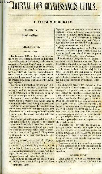 JOURNAL DES CONNAISSANCES UTILES, N 11, NOV. 1840