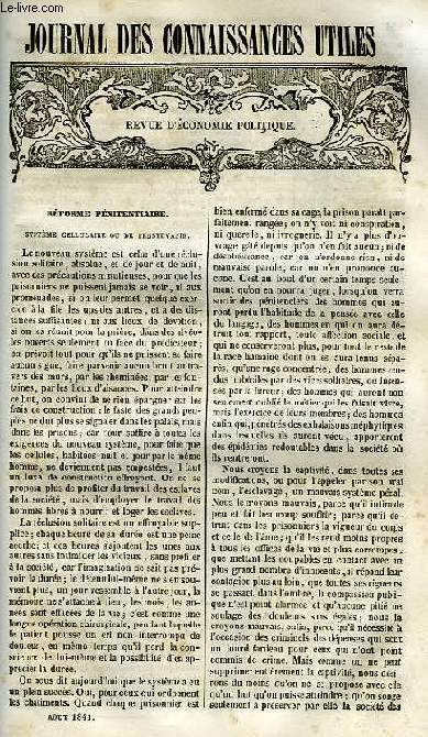 JOURNAL DES CONNAISSANCES UTILES, N 8, AOUT 1841