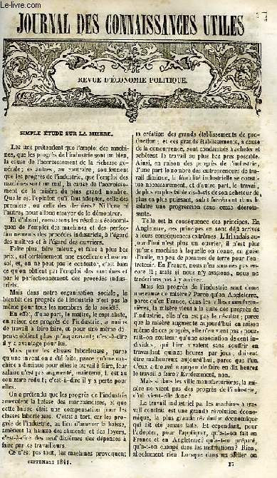 JOURNAL DES CONNAISSANCES UTILES, N 9, SEPT. 1841