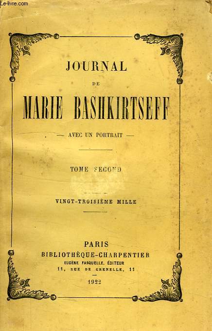 JOURNAL DE MARIE BASHKIRTSEFF, 2 TOMES