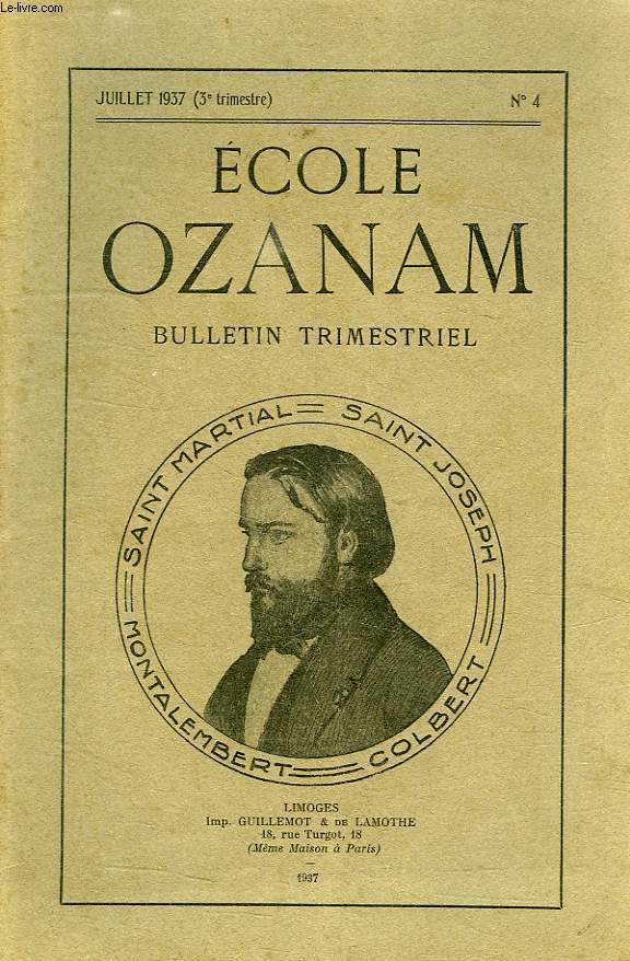 ECOLE OZANAM, N 4, 3e TRIMESTRE 1937