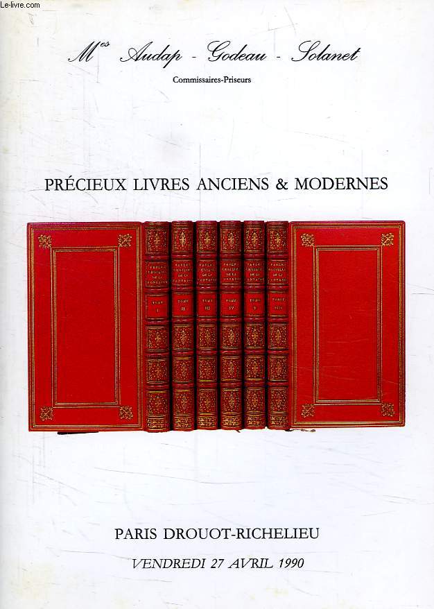 PRECIEUX LIVRES ANCIENS ET MODERNES, DROUOT-RICHELIEU, 27 AVRIL 1990
