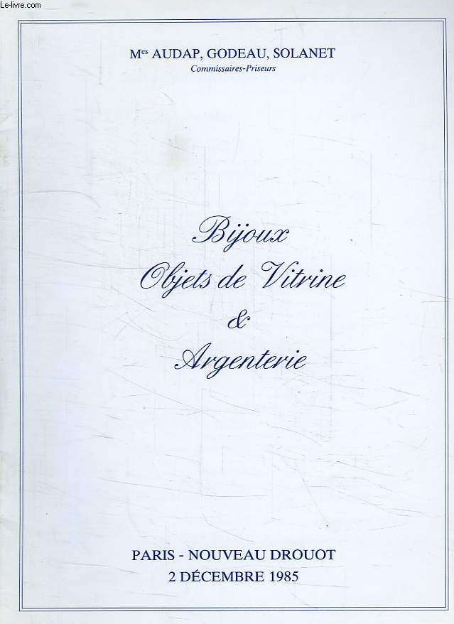 BIJOUX, OBJETS DE VITRINE, & ARGENTERIE, NOUVEAU DROUOT, 2 DEC. 1985