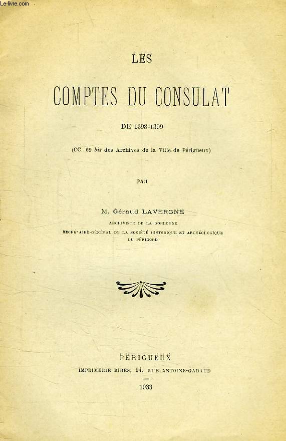 LES COMPTES DU CONSULAT, DE 1398-1399