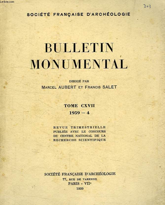 BULLETIN MONUMENTAL, TOME CXVII, 4, 1959