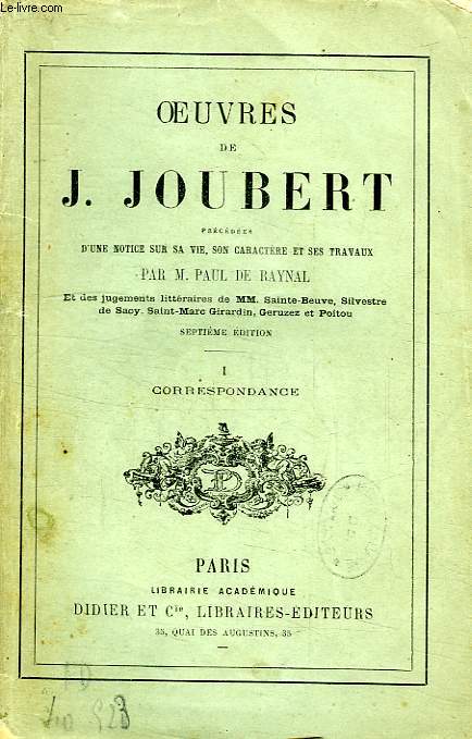 OEUVRES DE J. JOUBERT, 2 TOMES