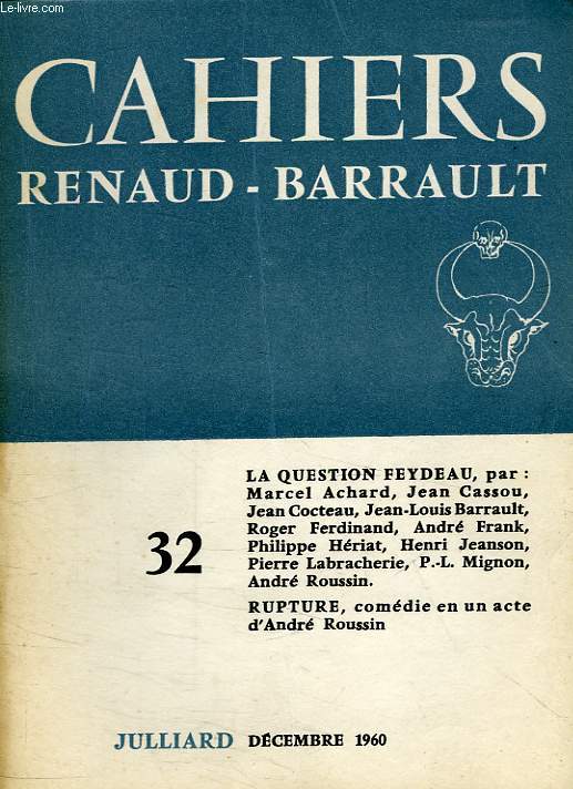 CAHIERS RENAUD-BARRAULT, N 32, DEC. 1960