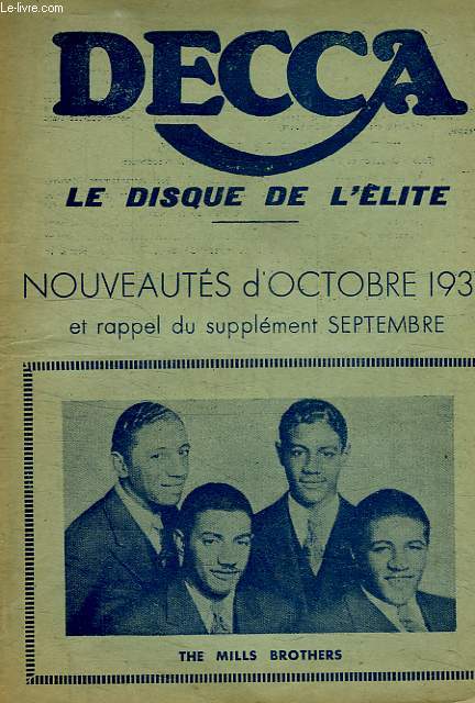 DECCA, LE DISQUE DE L'ELITE, NOUVEAUTES OCTOBRE 1935