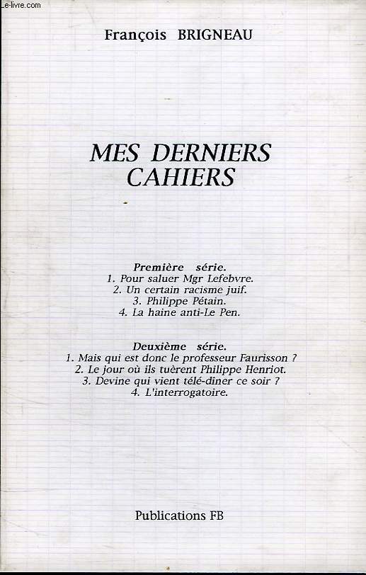 MES DERNIERS CAHIERS (8 FASCICULES)