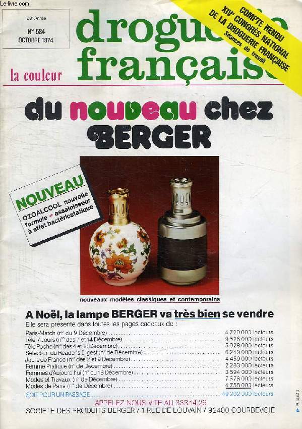 DROGUERIE FRANCAISE, LA COULEUR, 68e ANNEE, N 584, OCT. 1974