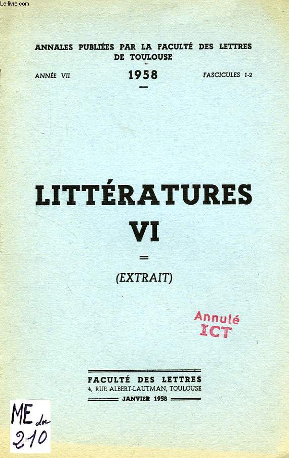 LITTERATURES VI, ANNEE VII, FASC. 1-2, JAN. 1958, EXTRAIT, CULTURE ET MODERNITE