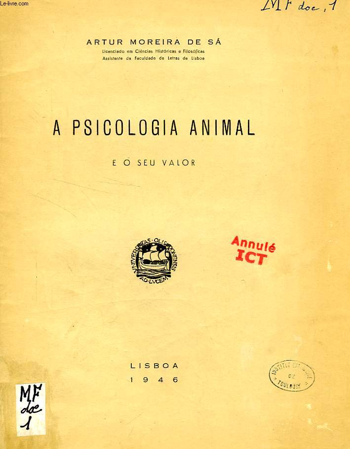 A PSICOLOGIA ANIMAL, E O SEU VALOR