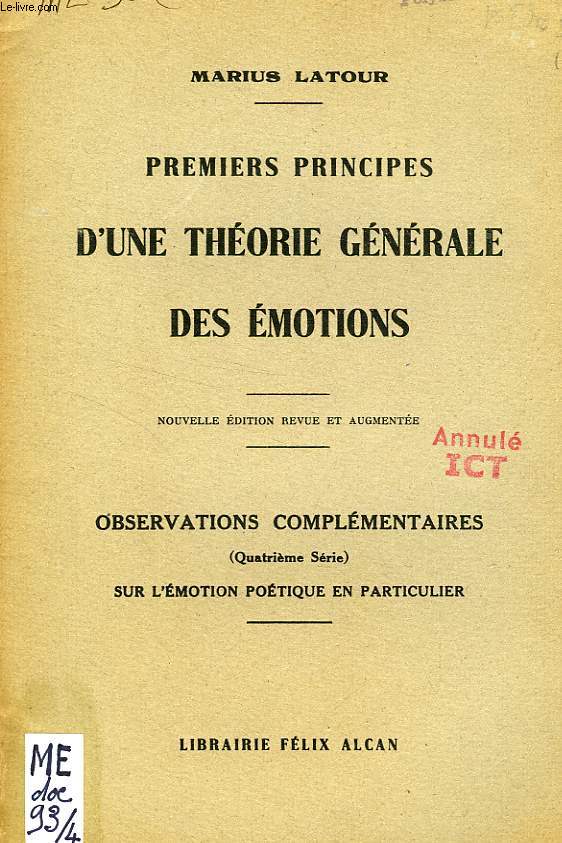 PREMIERS PRINCIPES D'UNE THEORIE GENERALE DES EMOTIONS (EXTRAIT), SUR L'EMOTION POETIQUE EN PARTICULIER