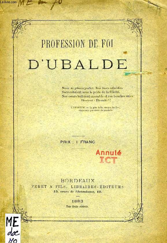PROFESSION DE FOI D'UBALDE