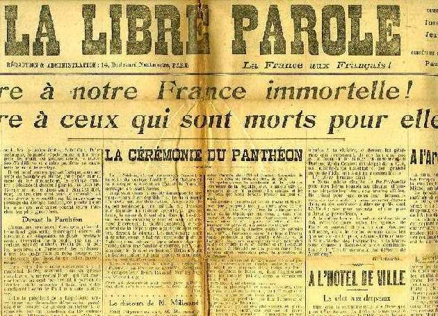 LA LIBRE PAROLE, LA FRANCE AUX FRANCAIS !, 12 NOV. 1920
