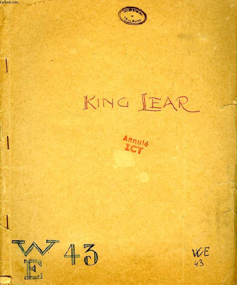 SHAKESPEARE, KING LEAR, COURS