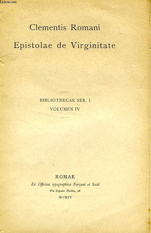 CLEMENTIS ROMANI, EPISTOLAE DE VIRGINITATE