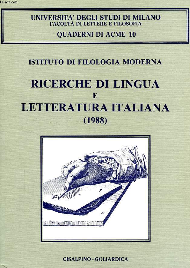 RICERCHE DI LINGUA E LETTERATURA ITALIANA (1988)