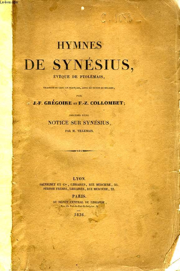 HYMNES DE SYNESIUS, EVEQUE DE PTOLEMAIS