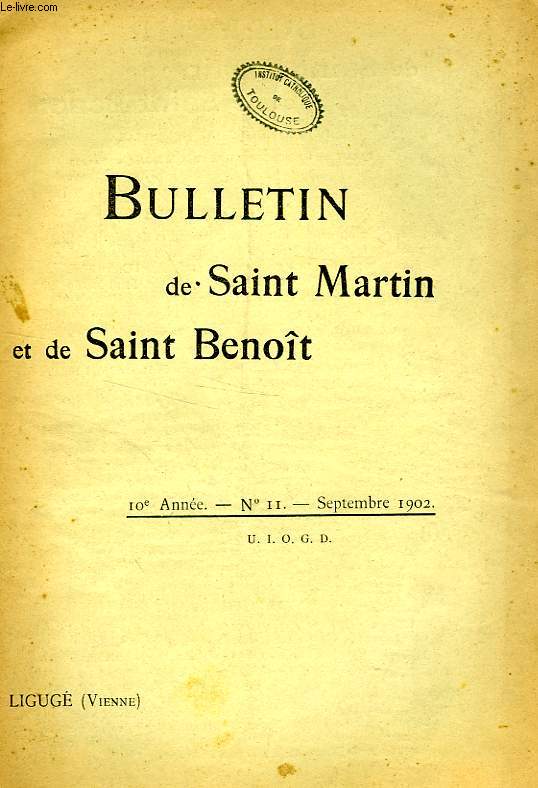 BULLETIN DE SAINT-MARTIN ET DE SAINT-BENOIT, 10e ANNEE, N 11, SEPT. 1902