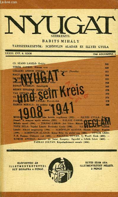 'NYUGAT' UN SEIN KREIS, 1908-1941
