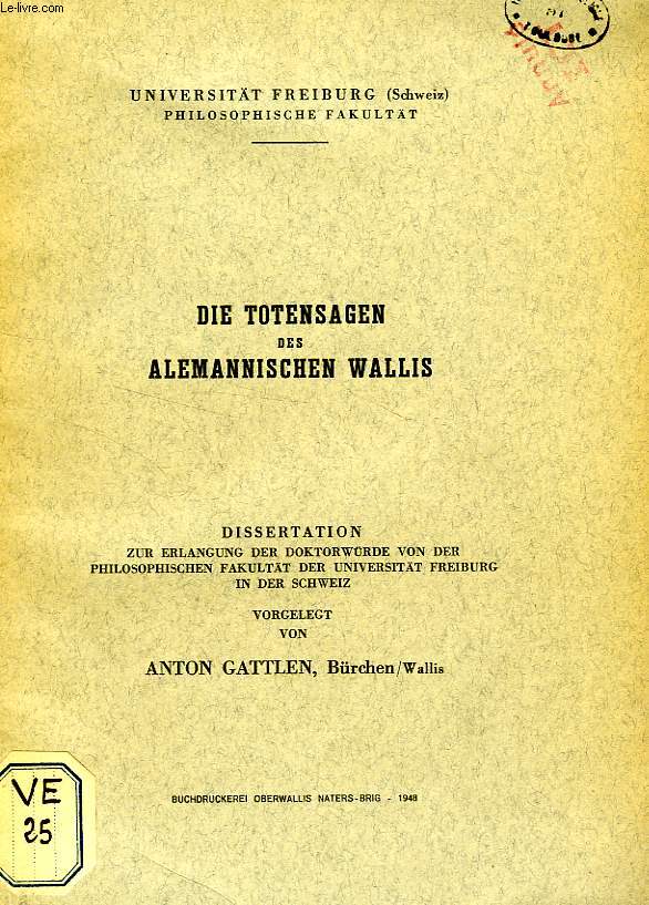 DIE TOTENSAGEN DES ALEMANNISCHEN WALLIS (DISSERTATION)