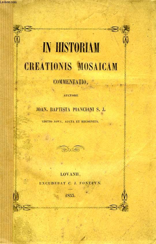 IN HISTORIAM CREATIONIS MOSAICAM COMMENTATIO