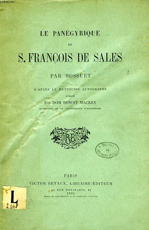 LE PANEGYRIQUE DE S. FRANCOIS DE SALES