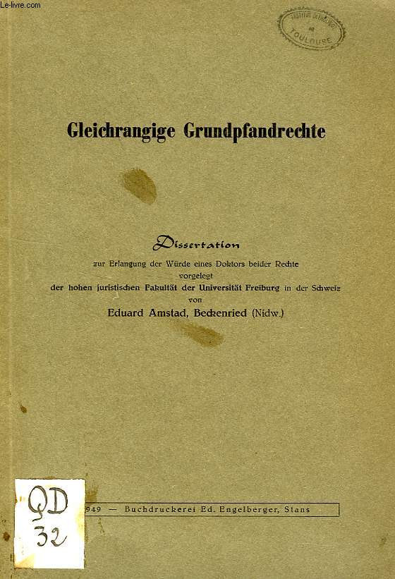 GLEICHRANGIGE GRUNDPFANDRECHTE (DISSERTATION)
