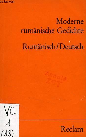 MODERNE RUMANISCHE GEDICHTE, EINE AUSWAHL, RUMANISCH/DEUTSCH