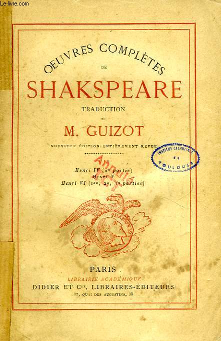 OEUVRES COMPLETES DE SHAKESPEARE, TOME VII