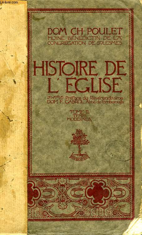 HISTOIRE DE L'EGLISE, 2 TOMES