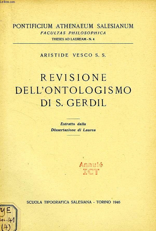 REVISIONE DELL'ONTOLOGISMO DI S. GERDIL
