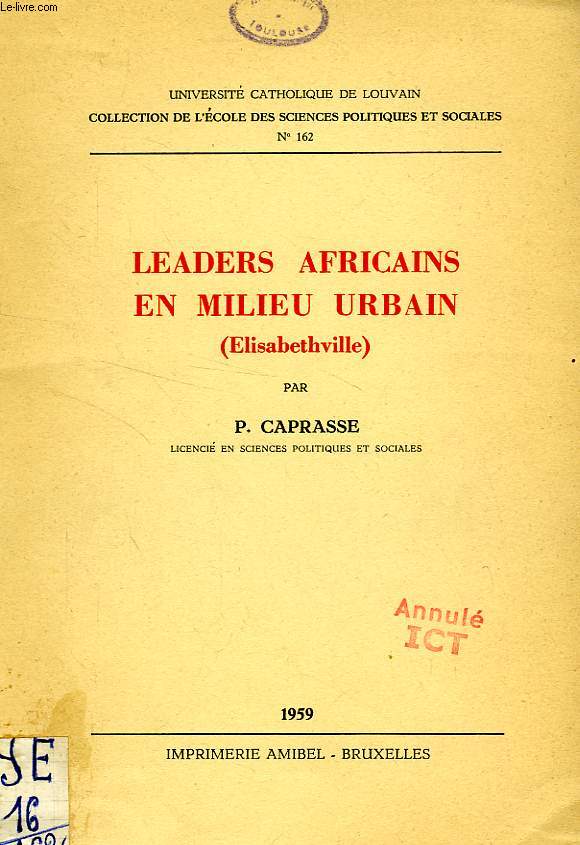 LEADERS AFRICAINS EN MILIEU URBAIN (ELISABETHVILLE)