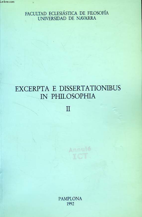 EXCERPTA E DISSERTATIONIBUS IN PHILOSOPHIA, II
