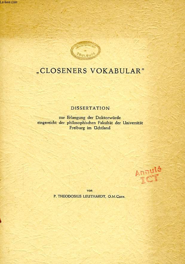 'CLOSENERS VOKABULAR' (DISSERTATION)