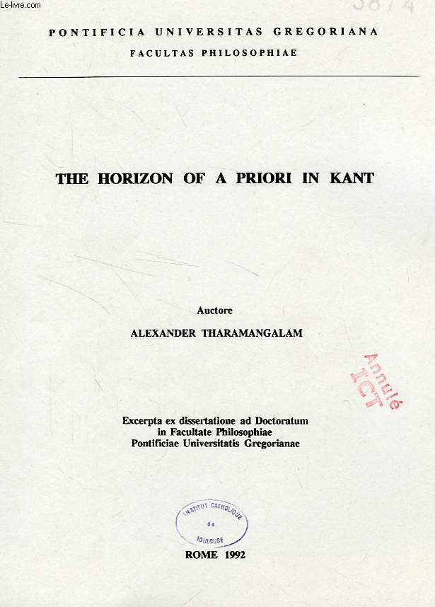 THE HORIZON OF A PRIORI IN KANT