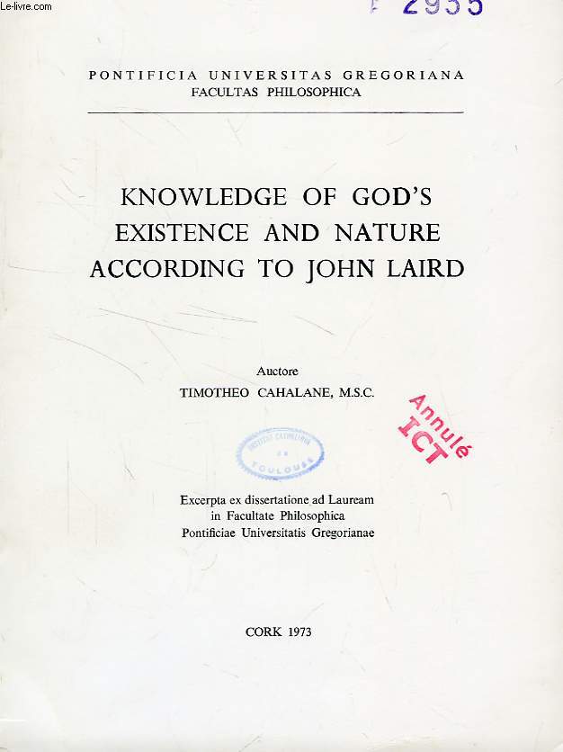 KNOWLEDGE OF GOD'S EXISTENCE AND NATURE ACCORDING TO JOHN LAIRD