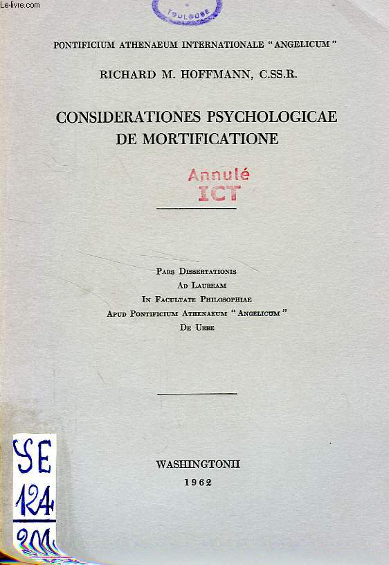 CONSIDERATIONES PSYCHOLOGICAE DE MORTIFICATIONE