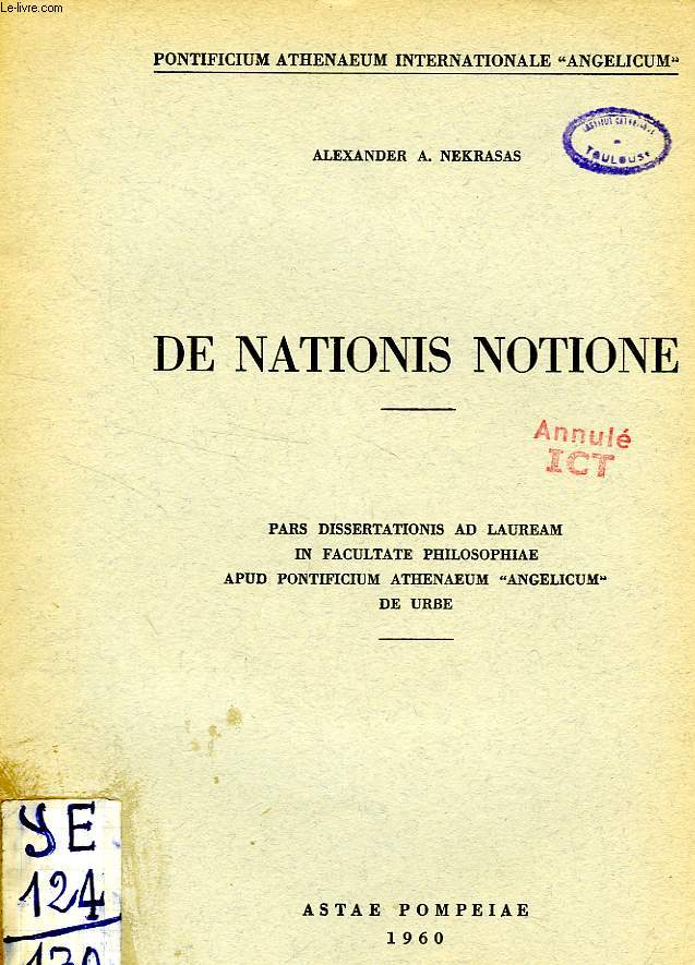 DE NATIONIS NOTIONE