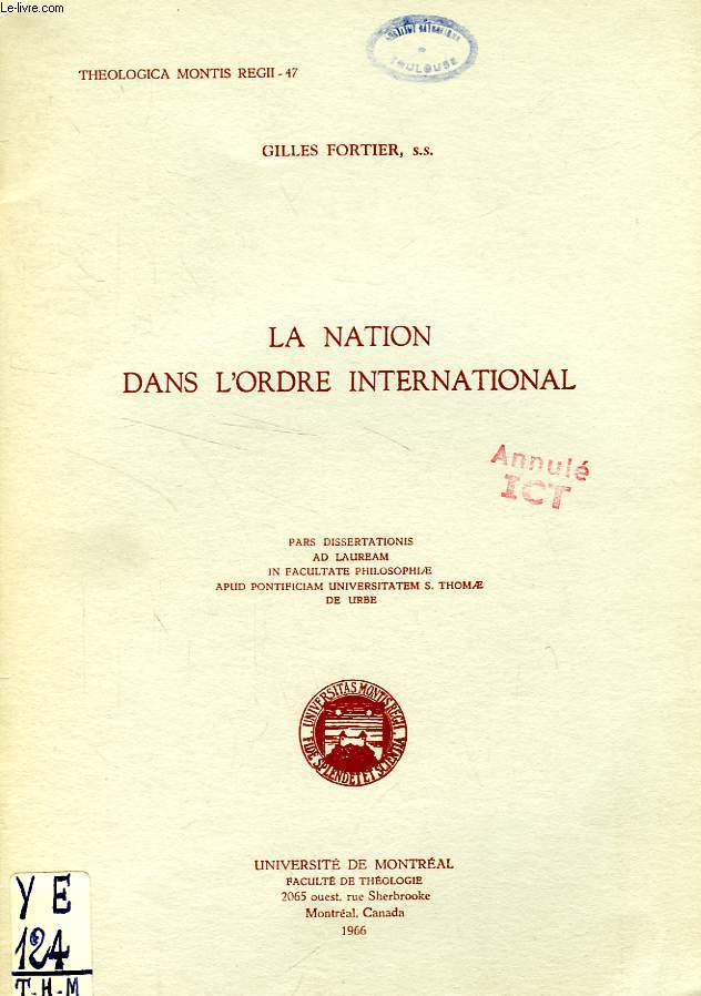 LA NATION DANS L'ORDRE INTERNATIONAL