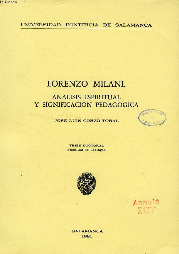 LORENZO MILANI, ANALISIS ESPIRITUAL Y SIGNIFICACION PEDAGOGICA