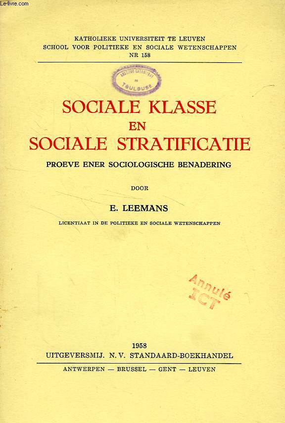 SOCIALE KLASSE EN SOCIALE STRATIFICATIE, PROEVE ENER SOCIOLOGISCHE BENADERING