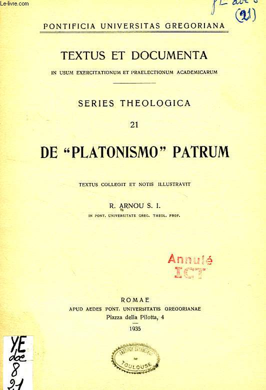 DE 'PLATONISMO' PATRUM