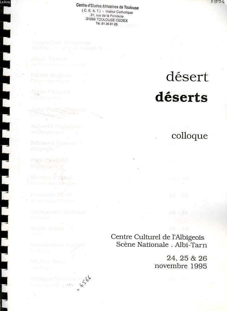 DESERT, DESERTS, COLLOQUE