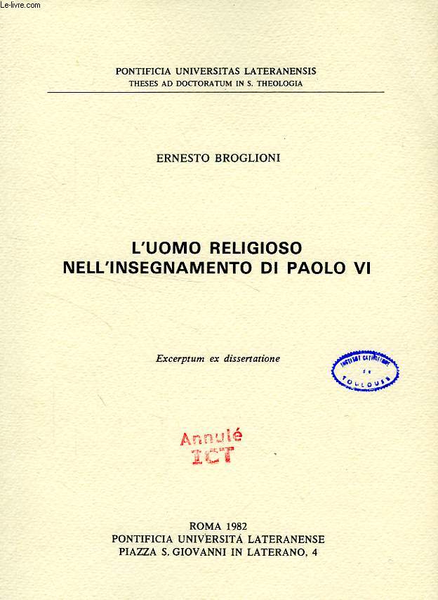 L'UOMO RELIGIOSO NELL'INSEGNAMENTO DI PAOLO VI