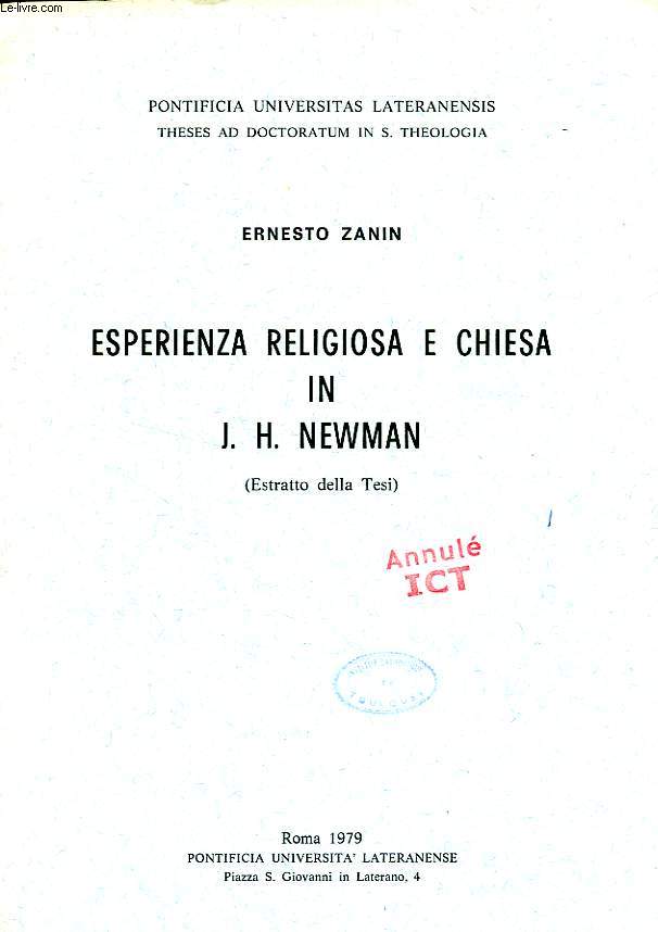 ESPERIENZA RELIGIOSA E CHIESA IN J. H. NEWMAN