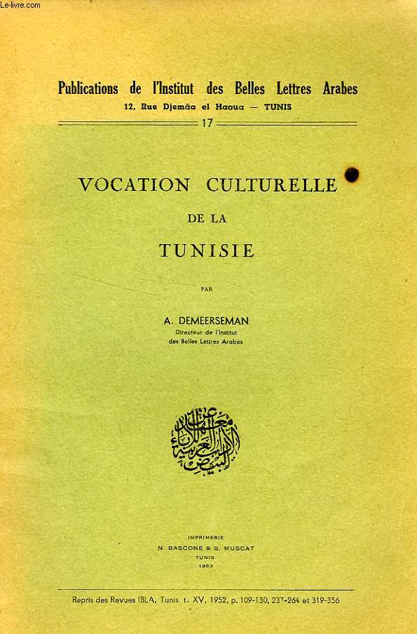 VOCATION CULTURELLE DE LA TUNISIE